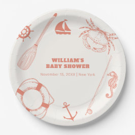 Neutral Modern Nautical Vissen Boy Baby shower Papieren Bordje