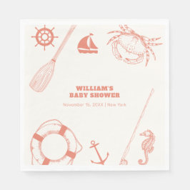 Neutral Modern Nautical Vissen Boy Baby shower Servet