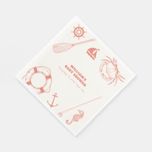 Neutral Modern Nautical Vissen Boy Baby shower Servet (Hoek)