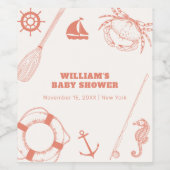 Neutral Modern Nautical Vissen Boy Baby shower Wijn Etiket (Enkel label)