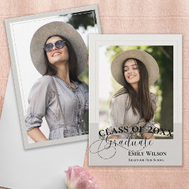 Neutral Modern Photo Graduation Announcement Kaart