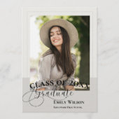 Neutral Modern Photo Graduation Announcement Kaart (Voorkant)