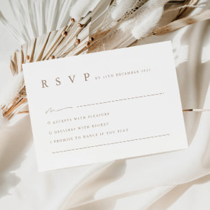Neutral Moderne Minimalistische Bruiloft RSVP Kaar Kaartje