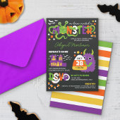 Neutral Monster Typography Halloween-Baby shower Kaart