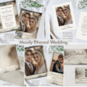 Neutral Moody Wedding Sjabloon QR Code Waterverf Kaart