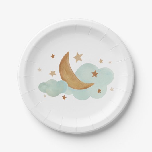 Neutral Moon and Stars Party Paper Bord (Voorkant)
