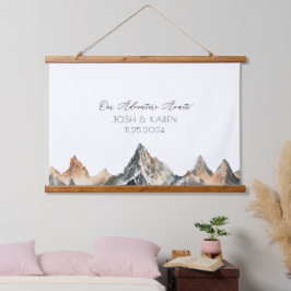 Neutral Mountain Alternative Wedding Guest Book Hangend Wandkleed