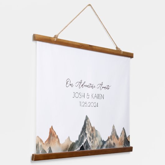 Neutral Mountain Alternative Wedding Guest Book Hangend Wandkleed (Gebogen)