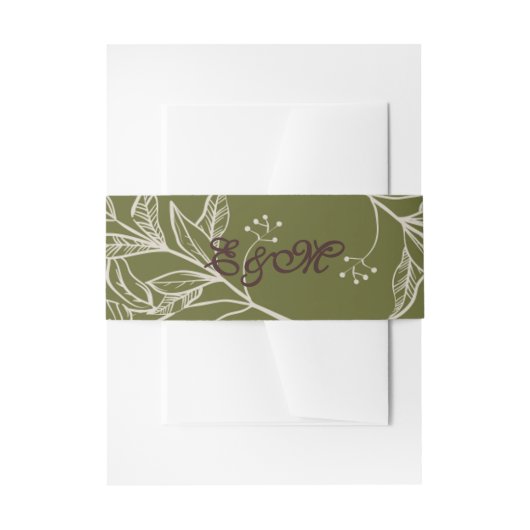 Neutral Mousse Brown en Olive Green Accent Wrap Uitnodigingen Wikkel (Voorkant Voorbeeld)