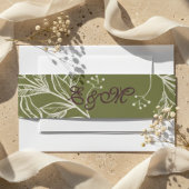 Neutral Mousse Brown en Olive Green Accent Wrap Uitnodigingen Wikkel