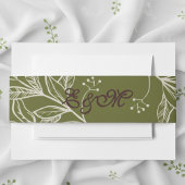 Neutral Mousse Brown en Olive Green Accent Wrap Uitnodigingen Wikkel