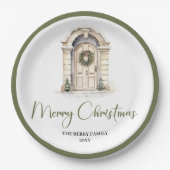 Neutral Nordic Christmas Script Personalized Plate Papieren Bordje (Voorkant)