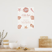 Neutral Ocean Seashell Pearl Baby shower Welkom Poster (Keuken)