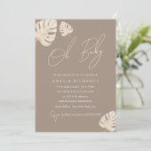 Neutral Oh Baby Boho Leaf Baby shower Kaart (Staand voorkant)