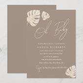 Neutral Oh Baby Boho Leaf Baby shower Kaart (Voorkant / Achterkant)
