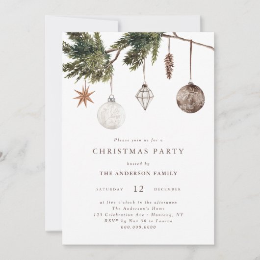 Neutral Ornaments Christmas Party Kaart (Voorkant)