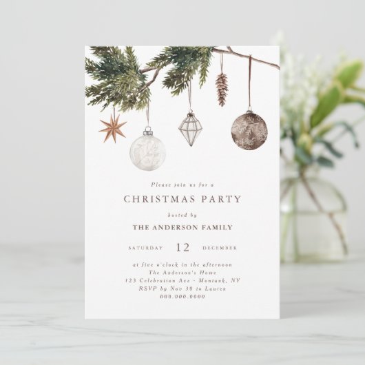 Neutral Ornaments Christmas Party Kaart (Staand voorkant)