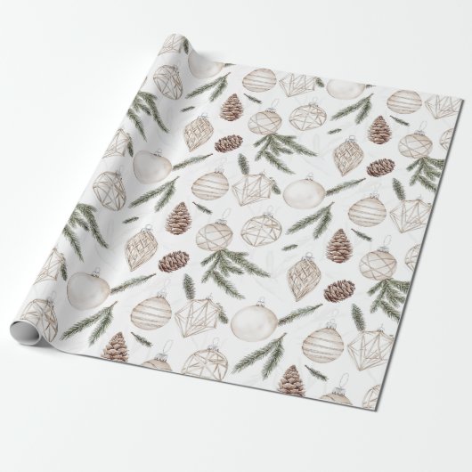 Neutral Ornaments Pine Holiday Christmas Trees  Cadeaupapier (Uitgerold)