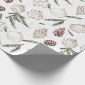 Neutral Ornaments Pine Holiday Christmas Trees  Cadeaupapier (Hoek)