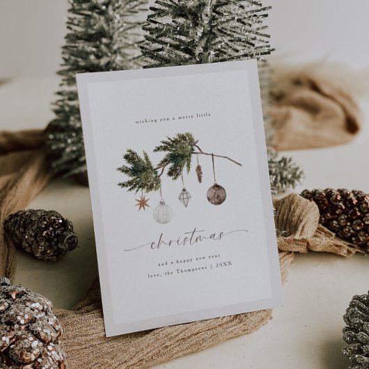 Neutral Ornaments Watercolor Feestdagenkaart