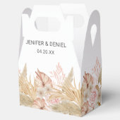 Neutral Palm and Pampas Flower Decor Wedding Bedankdoosjes (Geopend)