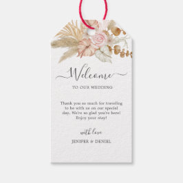 Neutral Palm and Pampas Flower Decor Wedding Cadeaulabel