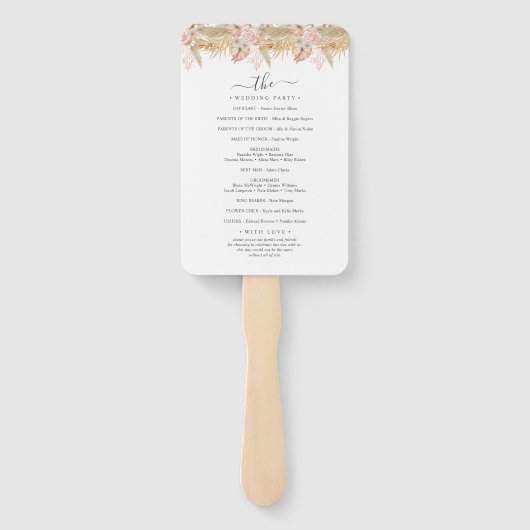 Neutral Palm and Pampas Flower Decor Wedding Handwaaier (Achterkant)