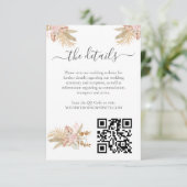 Neutral Palm and Pampas Flower Decor Wedding Informatiekaartje (Staand voorkant)