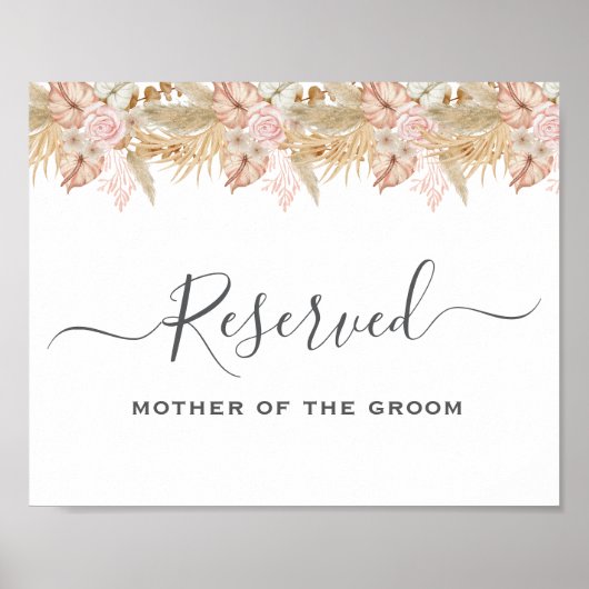 Neutral Palm and Pampas Flower Decor Wedding Poster (Voorkant)
