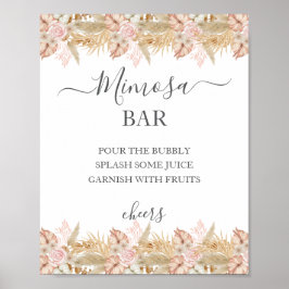 Neutral Palm and Pampas Flower Decor Wedding Poster
