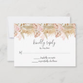 Neutral Palm and Pampas Flower Decor Wedding RSVP Kaartje (Voorkant)