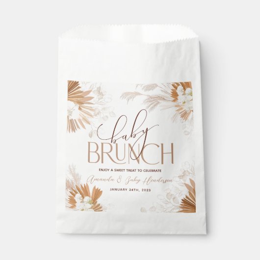 Neutral Pampas Baby Brunch Baby shower Bedankzakje (Voorkant)