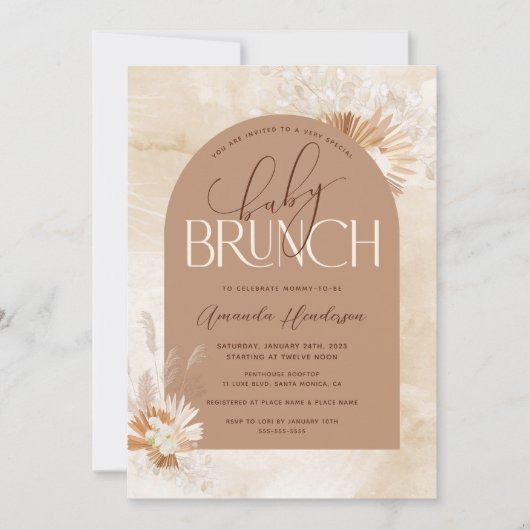 Neutral Pampas Baby Brunch Baby shower Kaart (Voorkant)