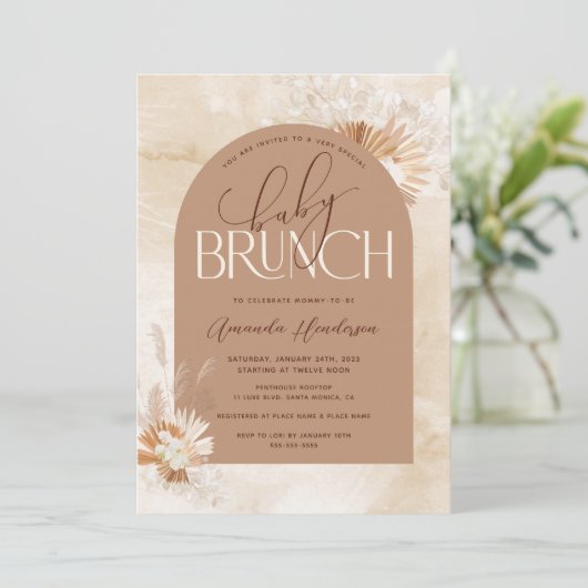 Neutral Pampas Baby Brunch Baby shower Kaart (Staand voorkant)