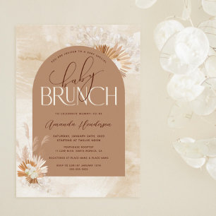 Neutral Pampas Baby Brunch Baby shower Kaart