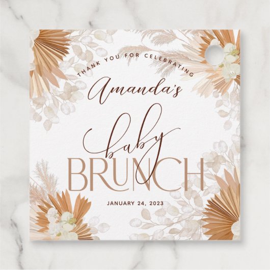 Neutral Pampas Baby Brunch Bedankt Bedankjes Labels (Achterkant)