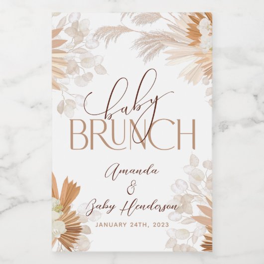 Neutral Pampas Baby Brunch Wijn Etiket (Enkel label)