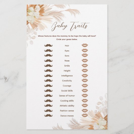 Neutral Pampas Baby Traits Spel Flyer (Voorkant)