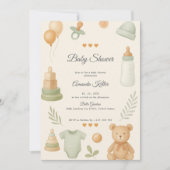 Neutral Pastel Baby shower Invitation Kaart (Voorkant)