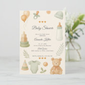 Neutral Pastel Baby shower Invitation Kaart (Staand voorkant)