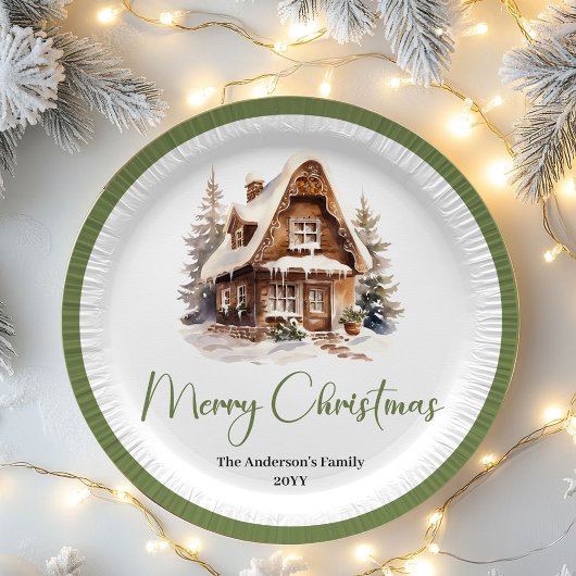 Neutral Pastel Christmas Personalized Family Plate Papieren Bordje