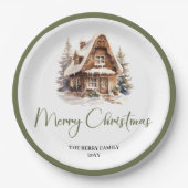 Neutral Pastel Christmas Personalized Family Plate Papieren Bordje (Voorkant)