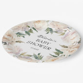 Neutral Peony Wreath Garden Baby Shower Papieren Bordje (Gekanteld)
