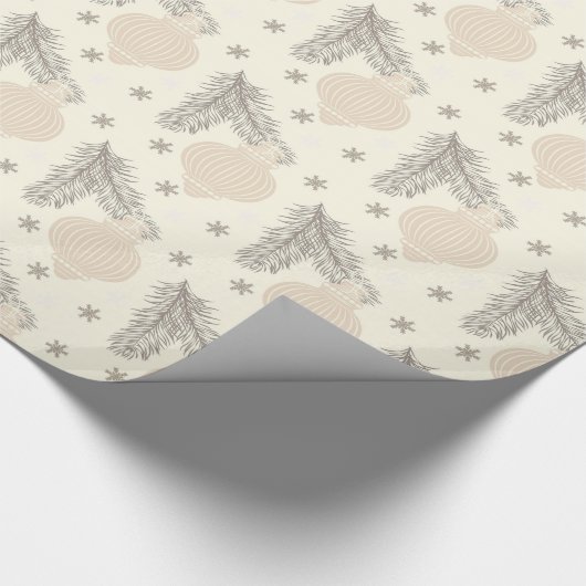  Neutral Pine & Ornamenten Kerst Cadeaupapier (Hoek)