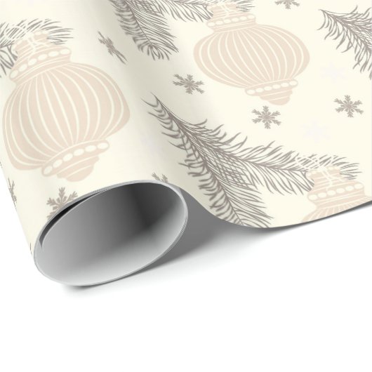 Neutral Pine & Ornamenten Kerst Cadeaupapier (Rol Hoek)