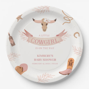 Neutral Pink Boho Wild West Cowgirl Baby shower Papieren Bordje