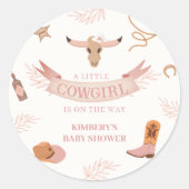 Neutral Pink Boho Wild West Cowgirl Baby shower Ronde Sticker (Voorkant)