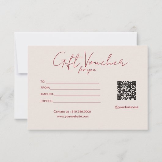 Neutral pink Ribbon On Beige gift certificate (Achterkant)