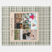 Neutral Plaid Kinder Meerdere foto's Monogram Fleece Deken (Voorkant (Horizontaal))