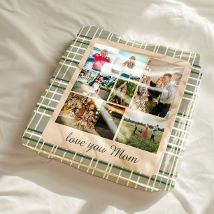 Neutral Plaid Kinder Meerdere foto's Monogram Fleece Deken